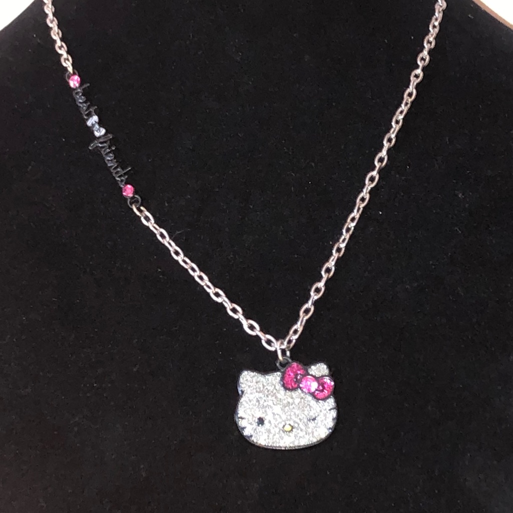 Hello Kitty Best Friends Silver Chain Sparkling Pendant Necklace Vintage Bff 80s 20$